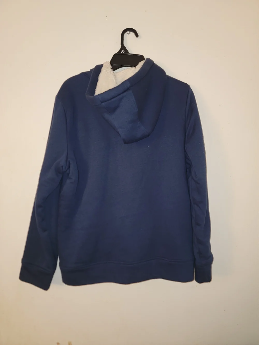Navy Zip-Up Hoodie with Sherpa Lining